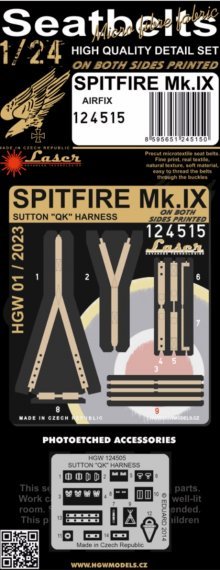 Supermarine Spitfire Mk.IXc Seatbelts 1/24 Textile seat belts