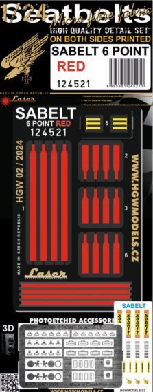 1/24 Sabelt 6 Point Red Seatbelts