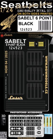 1/24 Seatbelts Sabelt 6 point BLACK laser