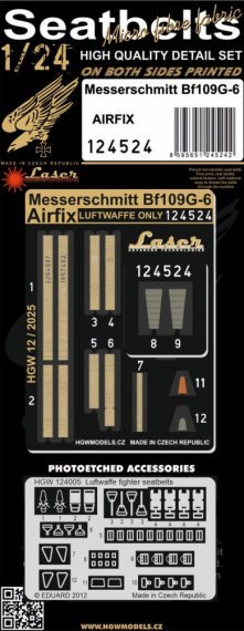 1/24 Seatbelts Messerschmitt Bf 109G-6 for Airfix