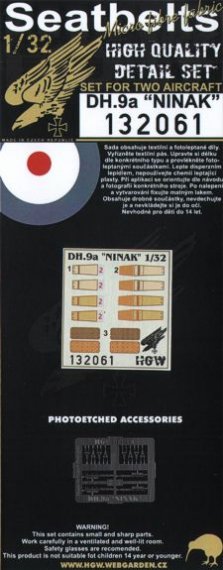 HGW 1/32 DH.9A Ninak Seatbelts for Wingnut Wings