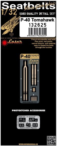 1/32 Curtiss P-40 Tomahawk pre-cut Seatbelts