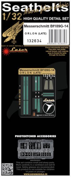 1/32 Messerschmitt Bf-109G-14 Orlon pre-cut Seatbelts