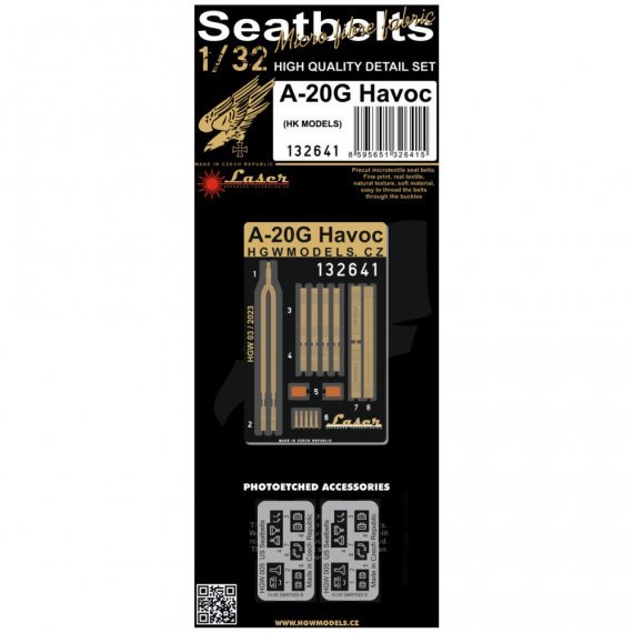1/32 Douglas A-20G Havoc Textile seatbelts for Hk Models