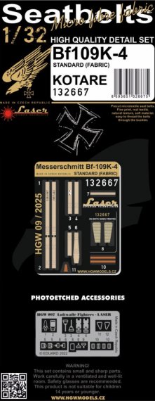 HGW Ceintures de s�curit� tissu Bf 109K-4 1/32 Kotare