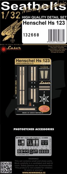 HGW Ceintures de s�curit� 1/32 Henschel Hs 123 pour ICM