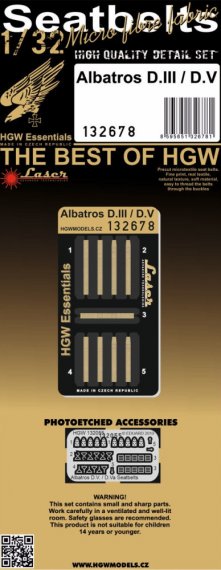 HGW Ceintures de s�curit� Albatros D.III/D.V 1/32 Laser