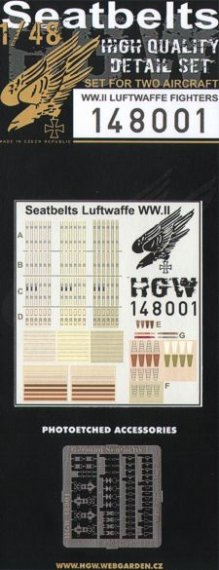 HGW Luftwaffe WWII Seatbelts 1/48 Microplastic 2 Sets