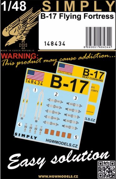 1/48 Seatbelts B-17 Flying Fortress SIMPLY I.