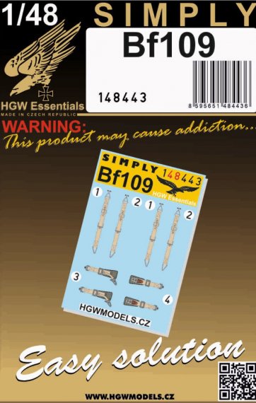 HGW Ceintures de s�curit� Bf 109 Simply 1/48