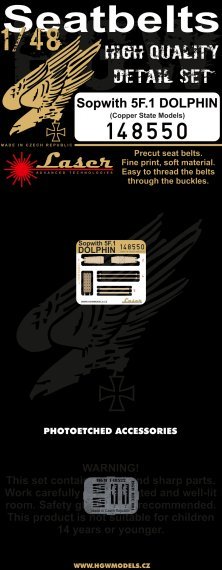 1/48 Sopwith 5F.1 Dolphin pre-cut Seatbelts