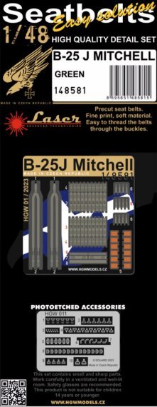 1/48 North-American B-25J Mitchell Seatbelts Textile seat belts
