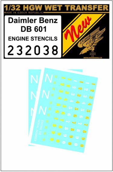 1/32 Daimler Benz 601 Engine Stencils Wet Transfers