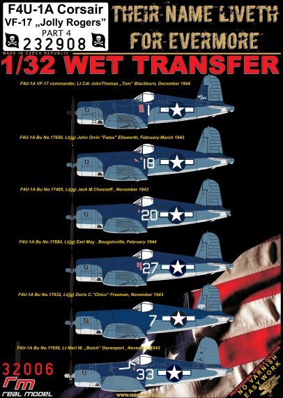 1/32 F4U-1A Corsair VF-17 Jolly Rogers Part 4 decal