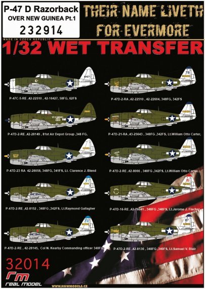 1/32 Decals P-47 D Razorback Over New Guinea Pt.1