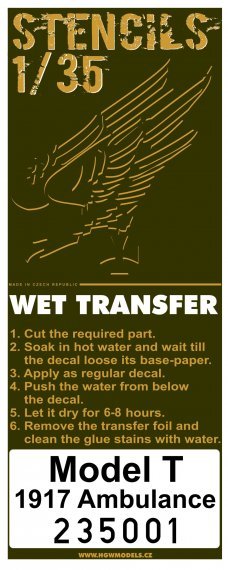 1/35 STENCILS Model T 1917 Ambulance