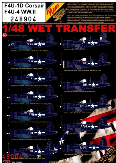 1/48 Decals F4U-1D Corsair / F4U-4 WW.II