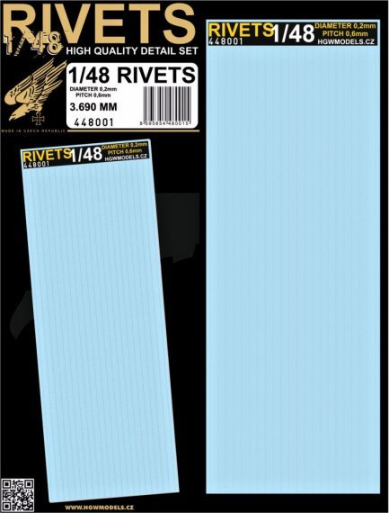 1/48 Rivets 3690 mm diameter 0,2mm, pitch 0,6mm