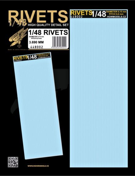 1/48 Rivets 3690 mm diameter 0,15mm, pitch 0,6mm