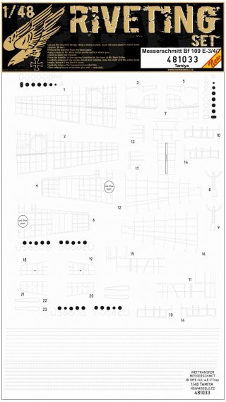 1/48 Messerschmitt Bf 109 E-3/4/7 RIVETING SET decal