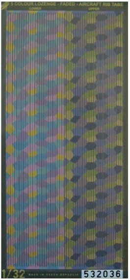 1/32 Aircr.Rib Tape 5-col. lozenge faded straight
