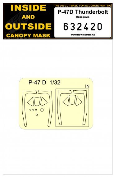 1/32 Republic P-47D Thunderbolt canopy paint mask