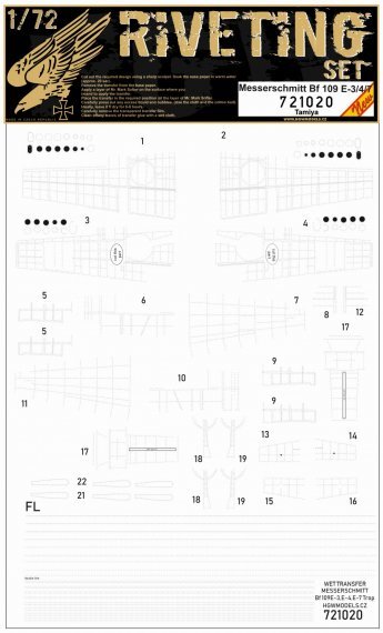 1/72 Bf 109 E-3/4/7 RIVETING SET decal
