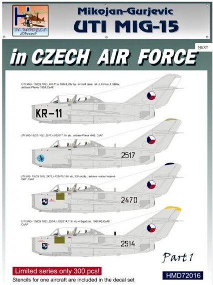 1/72 Decals MiG-15 in Czech Air Force  Part 1