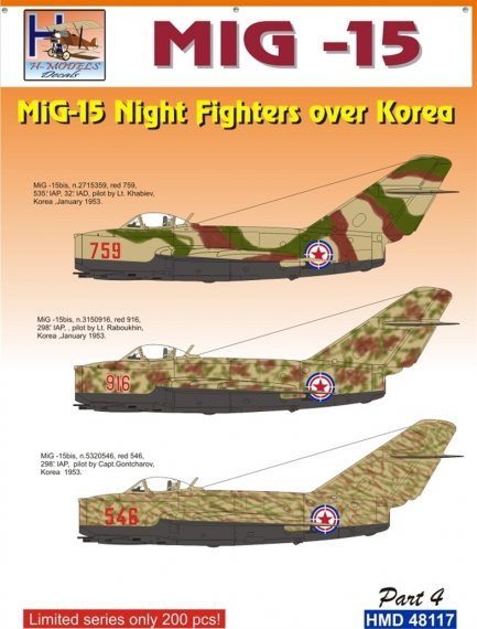 1/48 Decals MiG-15 Night Fighters over Korea