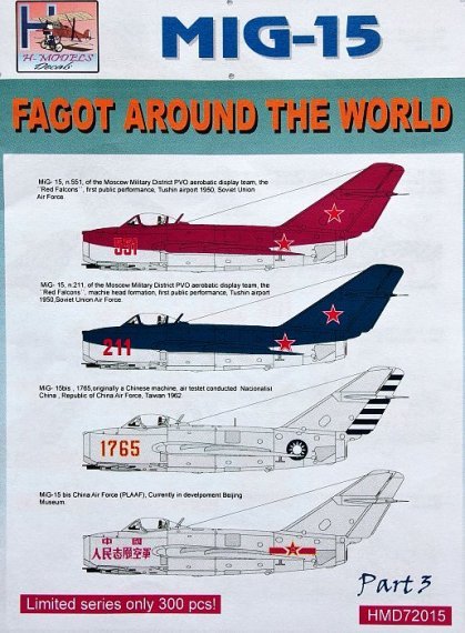 1/72 Decals MiG-15 Fagot around the world  Part 3