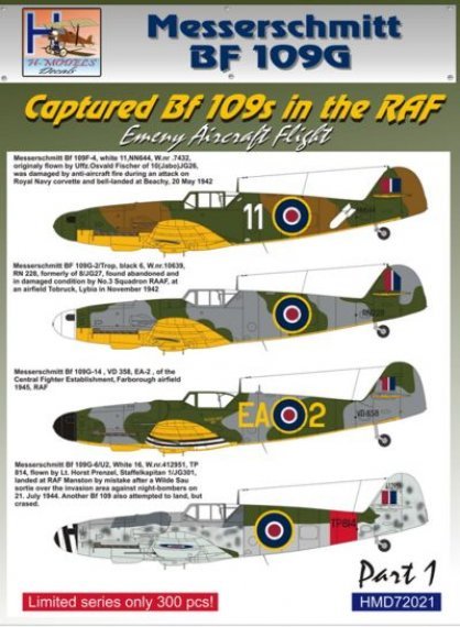 1/72 Captured Messerschmitt Bf 109s in RAF, Pt.1
