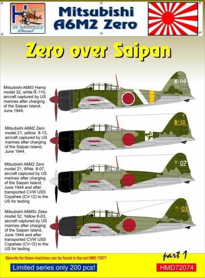 1/72 Decals Mitsubishi A6M2 Zero over Saipan