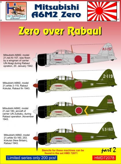 1/72 Decals Mitsubishi A6M2 Zero over Rabaul Pt.2