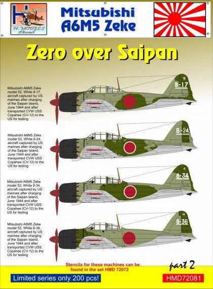 1/72 Decals Mitsubishi A6M5 Zeke over Saipan Pt.1