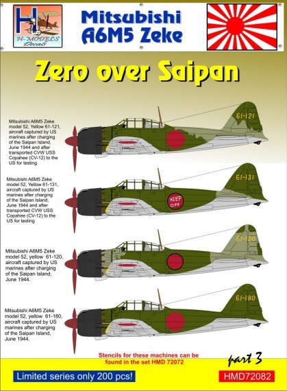 1/72 Decals Mitsubishi A6M5 Zeke over Saipan Pt.2