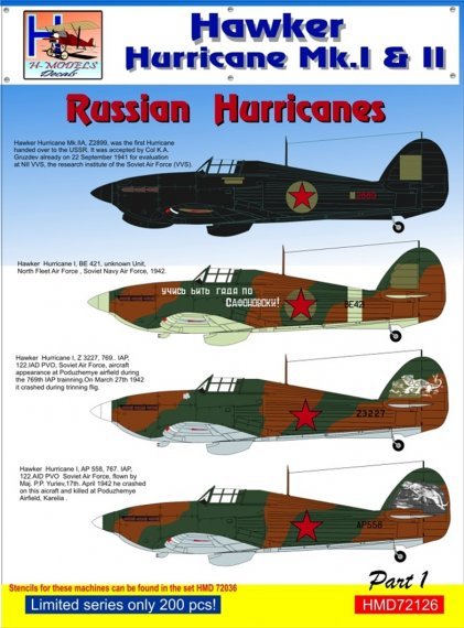 1/72 Decals Russian Hurricanes Part 1