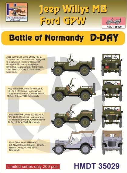 1/35 Decals J.Willys MB/Ford GPW Normandy D-Day