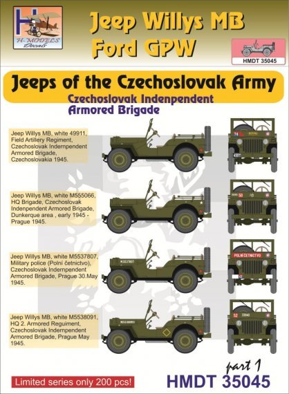 1/35 Decals J.Willys MB/Ford GPW CZ Army Brigade