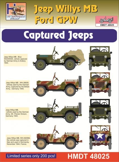 1/48 Decals Jeep Willys MB/Ford GPW Captured Jeeps