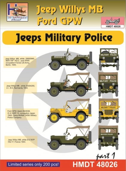 1/48 Decals Jeep Willys MB/Ford GPW Military Police 1
