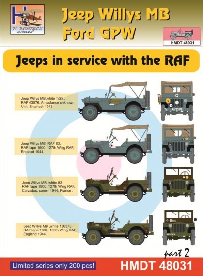 1/48 Decals Jeep Willys MB/Ford GPW in RAF service 2