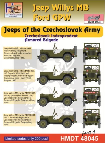 1/48 Decals Jeep Willys MB/Ford GPW CZ Army Brigade