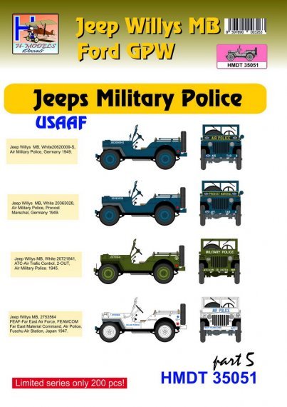1/35 Willys Jeep MB/U.S. Ford Gpw Jeeps Military Police, Pt.5