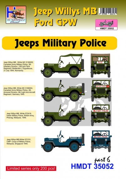 1/35 Willys Jeep MB/U.S. Ford Gpw Jeeps Military Police, Pt.6