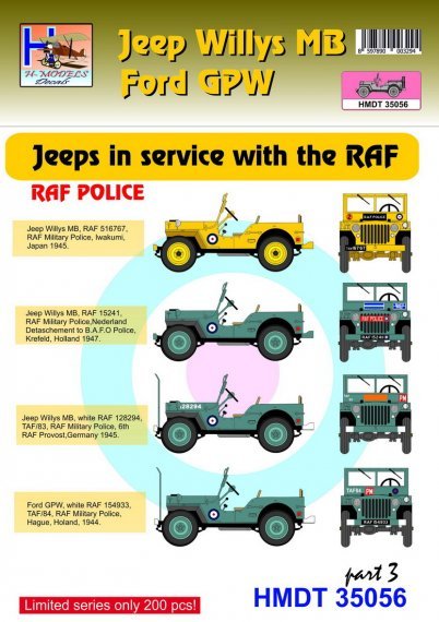 1/35 Willys Jeep MB/U.S. Ford Gpw Raf Jeeps, Pt.3 RAF Police