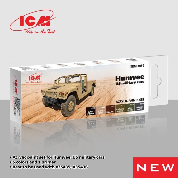 Humvee M1097A2 and US military cars acrylic paint set
