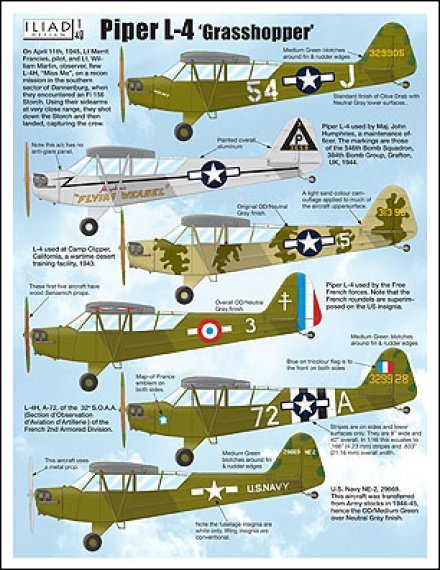1/48 Piper L-4 Grasshopper Colourful and unusual L-4s