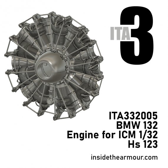 BMW 132 Radial Engine 1/32 for ICM Hs-132A-1 & Hs-123