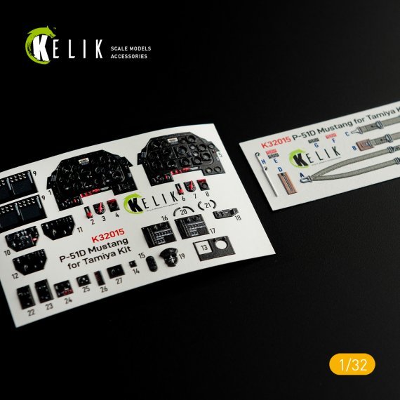 1/32 North-American P-51D Mustang Interior 3D-Decal for Tamiya