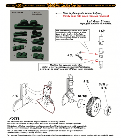 1/48 Landing Gear Spitfire Mk.VIII,IX,XVI